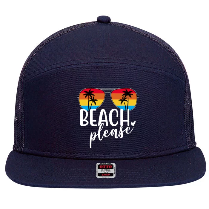 Beach Please Summer Sunset 7 Panel Mesh Trucker Snapback Hat