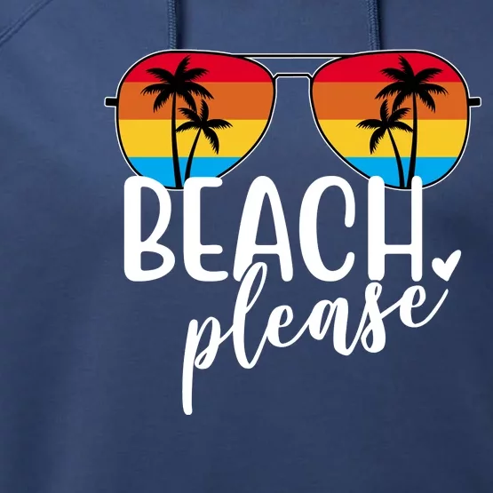 Beach Please Summer Sunset Performance Fleece Hoodie