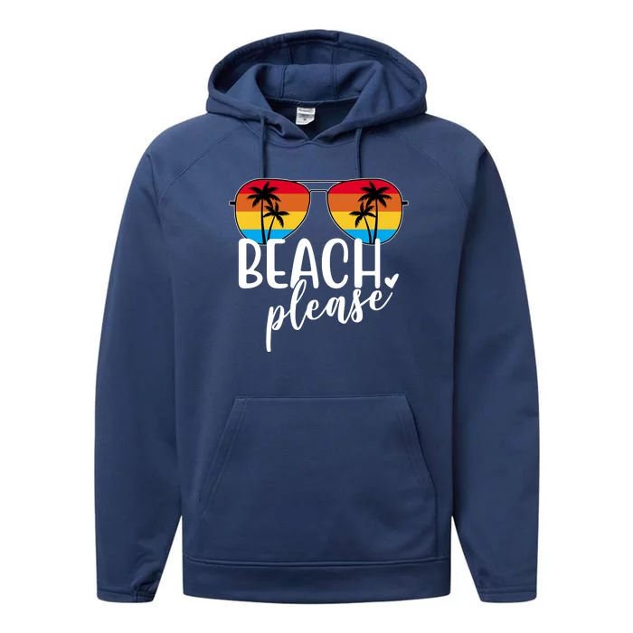 Beach Please Summer Sunset Performance Fleece Hoodie