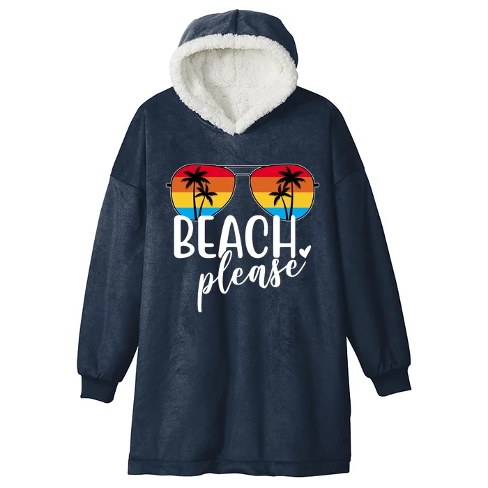 Beach Please Summer Sunset Hooded Wearable Blanket