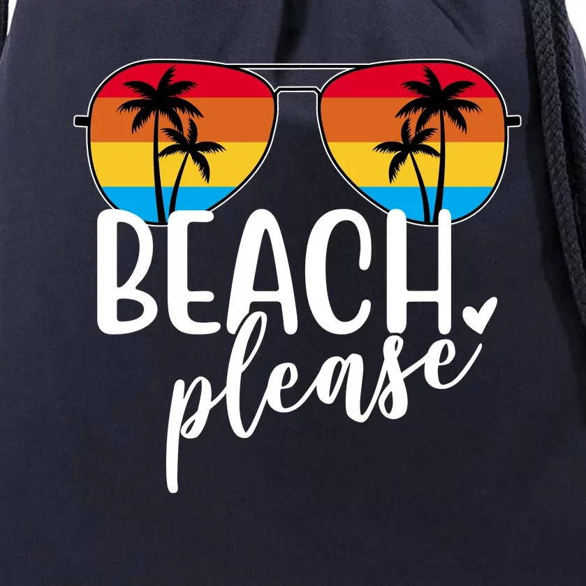 Beach Please Summer Sunset Drawstring Bag