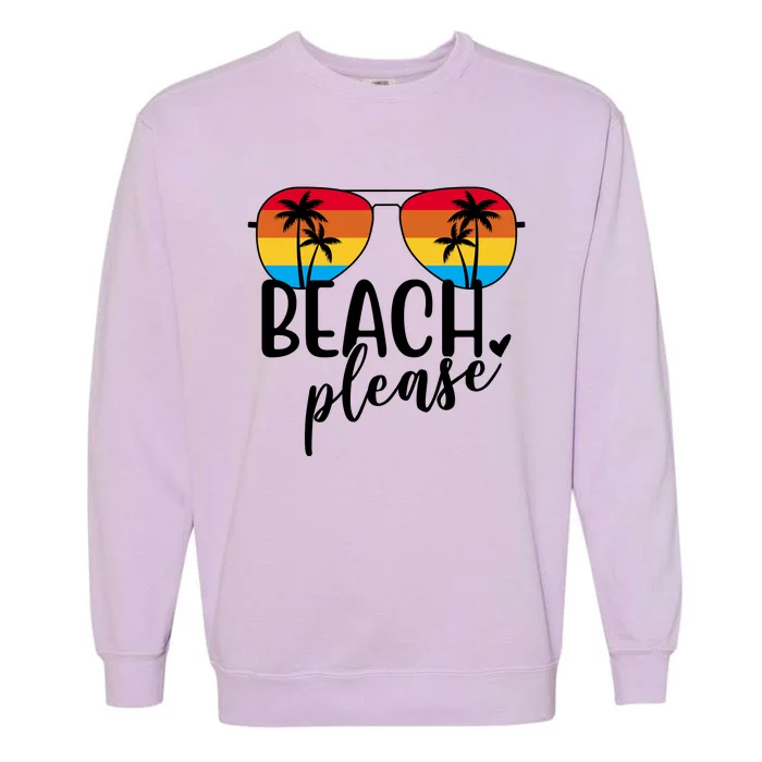 Beach Please Summer Sunset Garment-Dyed Sweatshirt