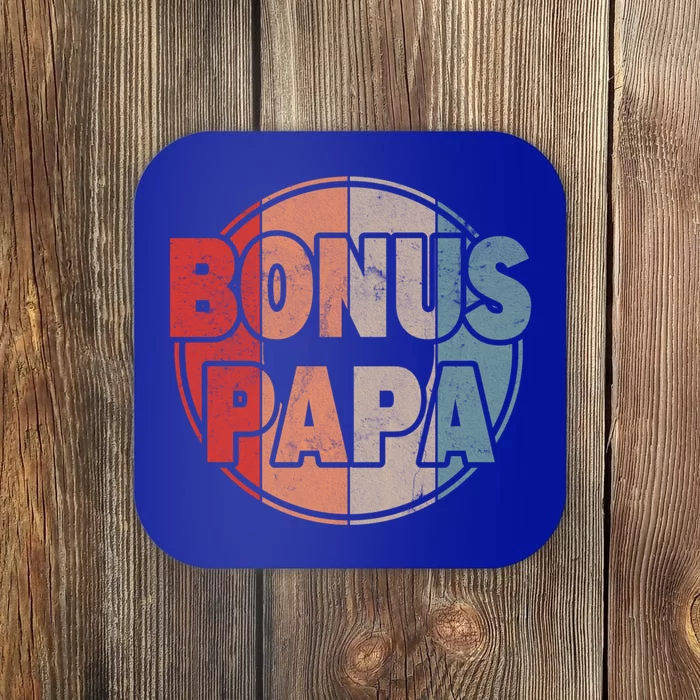 Bonus Papa Step Father Vintage Father's Day Stepdad Gift Coaster