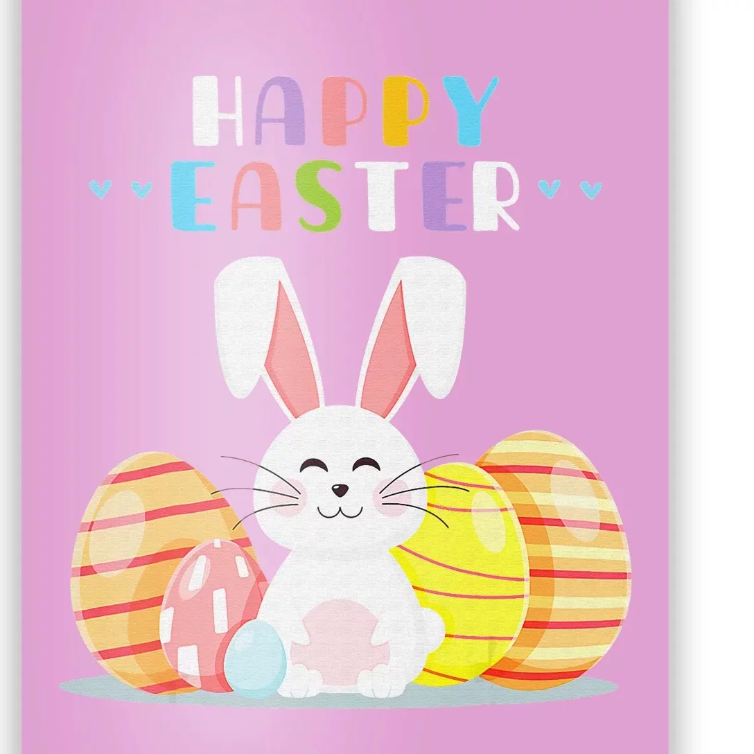 Bunny Pastel Spring Hunt Eggs Rabbit Happy Easter Day Poster