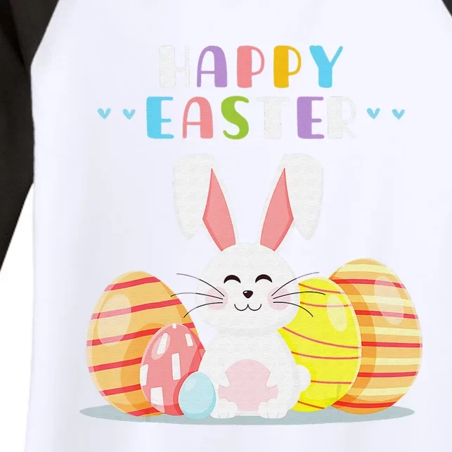 Bunny Pastel Spring Hunt Eggs Rabbit Happy Easter Day Women's Tri-Blend 3/4-Sleeve Raglan Shirt