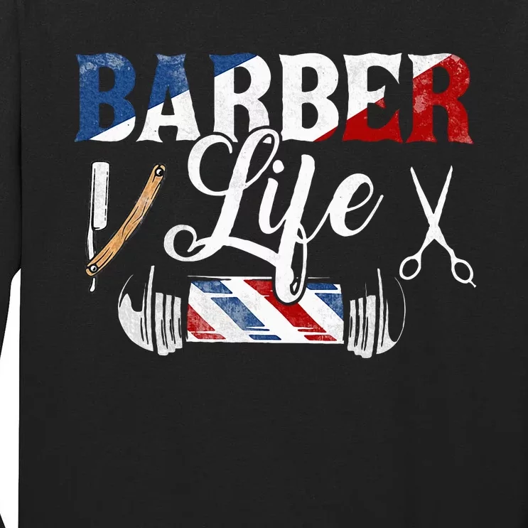 Barberlife Pole Scissors Blade Tall Long Sleeve T-Shirt