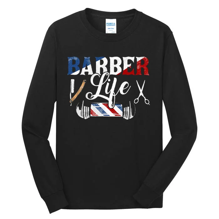 Barberlife Pole Scissors Blade Tall Long Sleeve T-Shirt