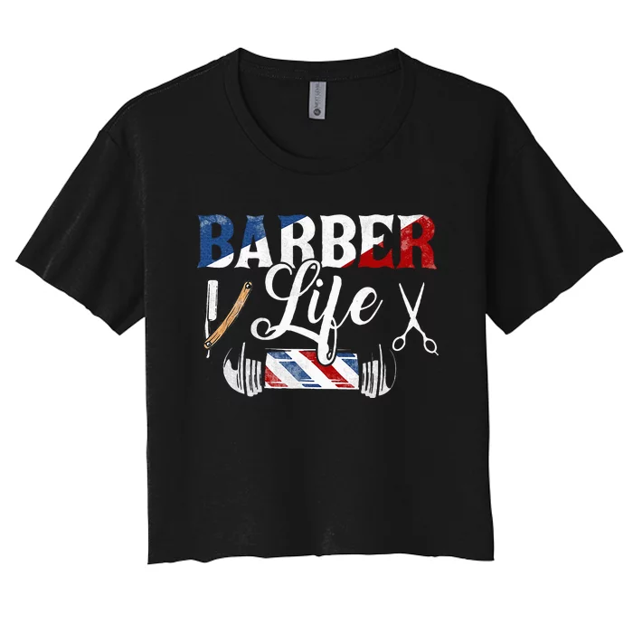 Barberlife Pole Scissors Blade Women's Crop Top Tee