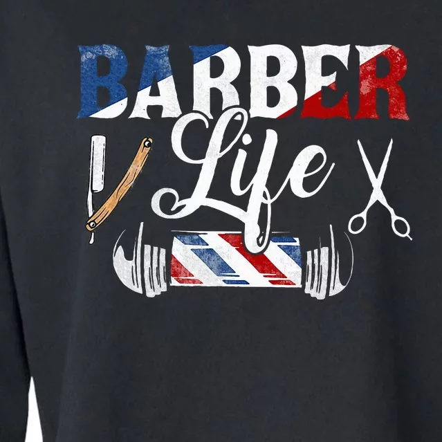 Barberlife Pole Scissors Blade Cropped Pullover Crew