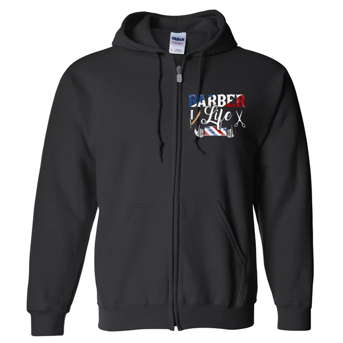 Barberlife Pole Scissors Blade Full Zip Hoodie