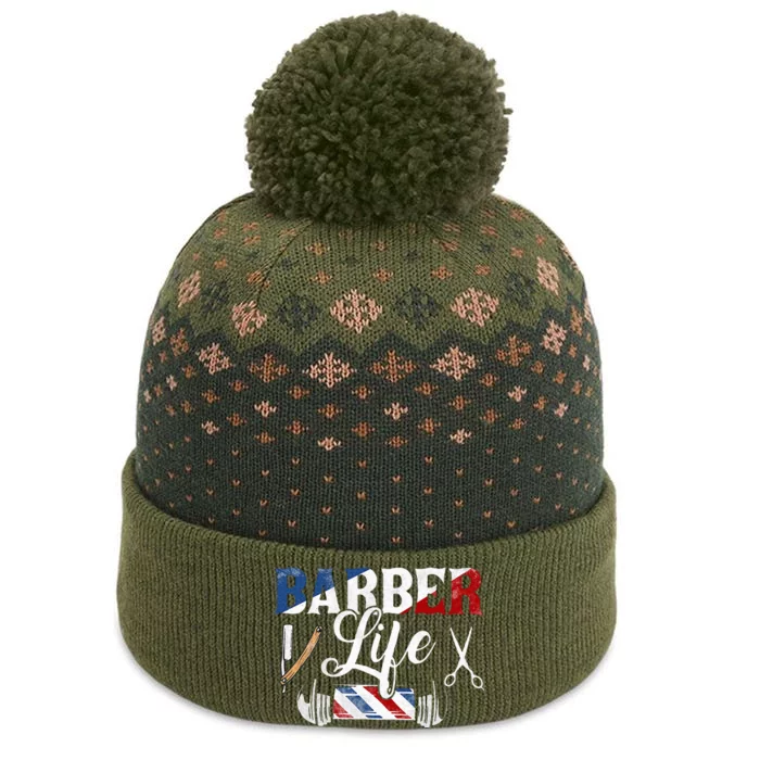 Barberlife Pole Scissors Blade The Baniff Cuffed Pom Beanie