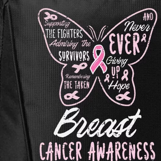 Butterfly Pink Supporting Fighters Breast Cancer Awareness City Backpack