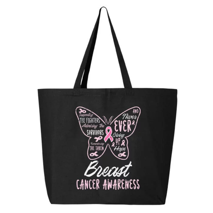 Butterfly Pink Supporting Fighters Breast Cancer Awareness 25L Jumbo Tote