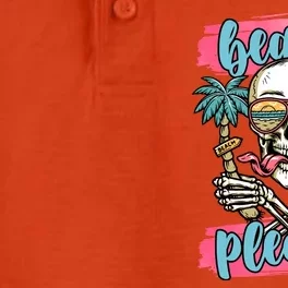 Beach Please Skeleton Vacation Funny Dry Zone Grid Performance Polo