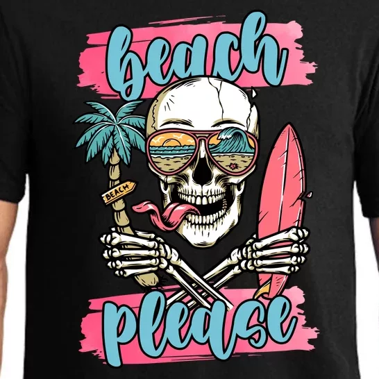 Beach Please Skeleton Vacation Funny Pajama Set