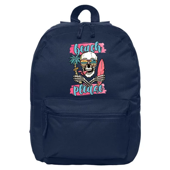 Beach Please Skeleton Vacation Funny 16 in Basic Backpack