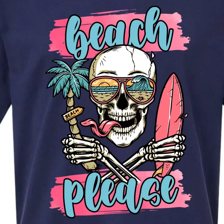 Beach Please Skeleton Vacation Funny Sueded Cloud Jersey T-Shirt