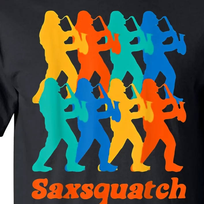 Bigfoot Playing Saxophone Saxsquatch Tall T-Shirt