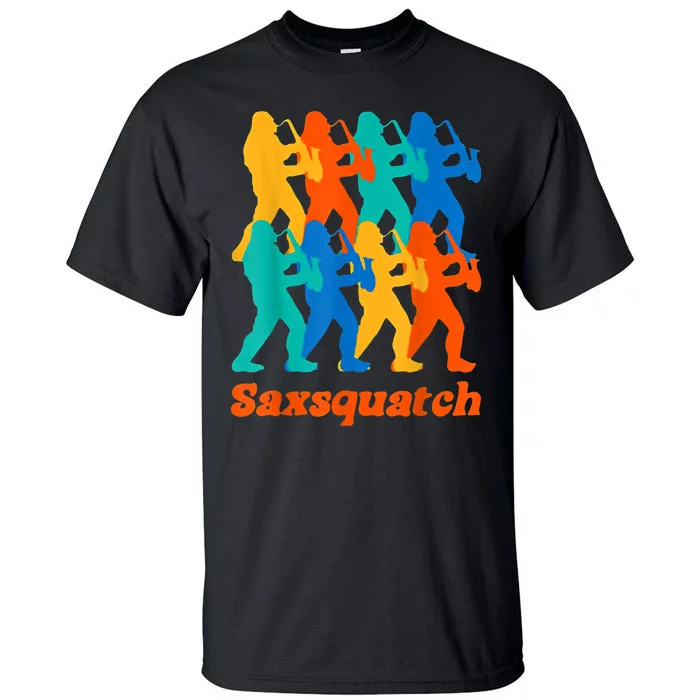 Bigfoot Playing Saxophone Saxsquatch Tall T-Shirt