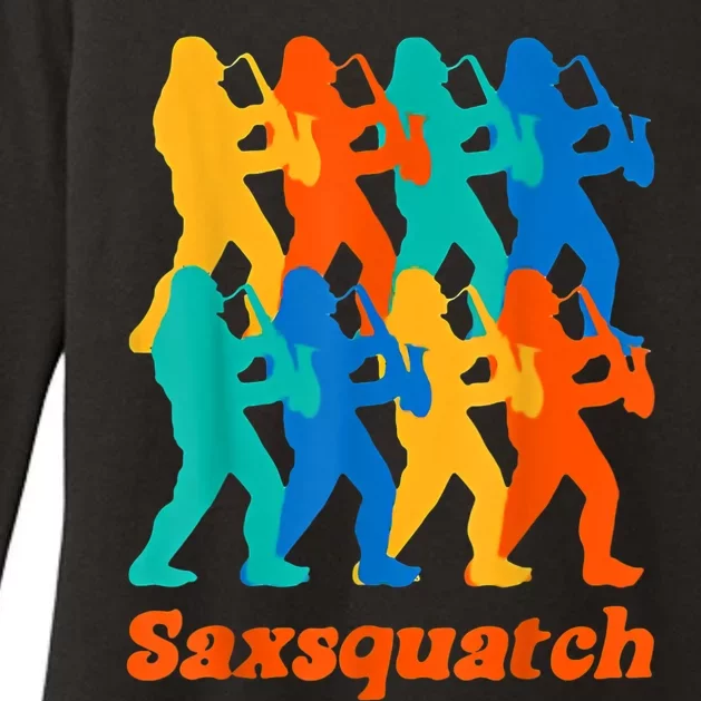 Bigfoot Playing Saxophone Saxsquatch Womens CVC Long Sleeve Shirt