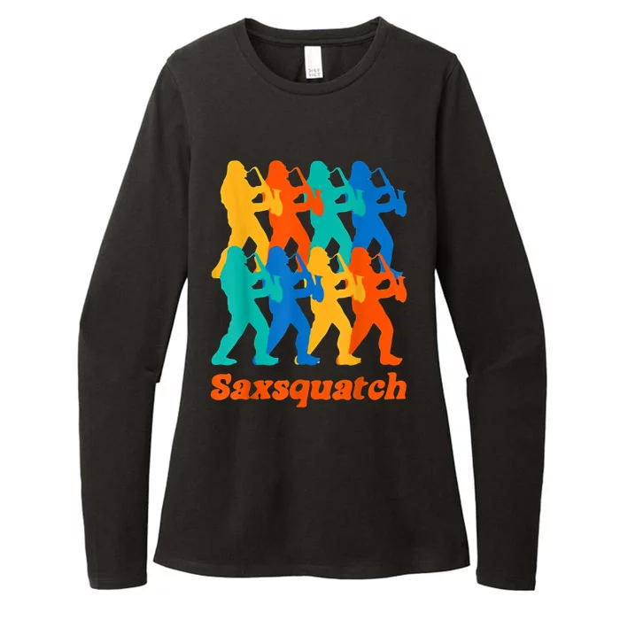 Bigfoot Playing Saxophone Saxsquatch Womens CVC Long Sleeve Shirt