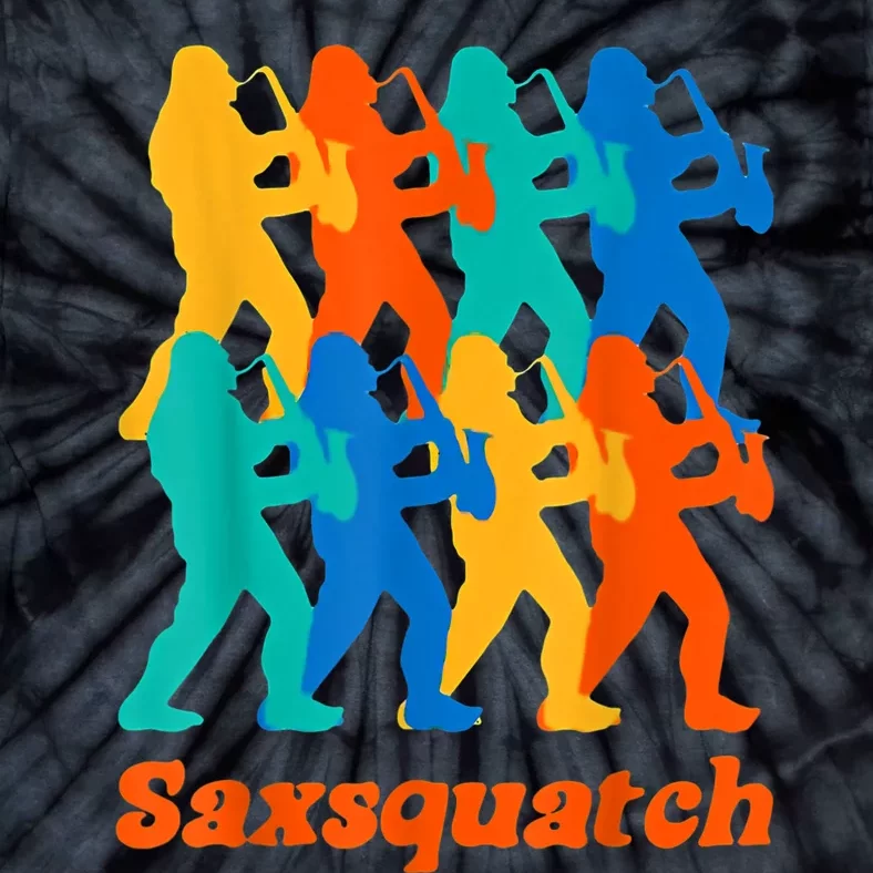 Bigfoot Playing Saxophone Saxsquatch Tie-Dye T-Shirt