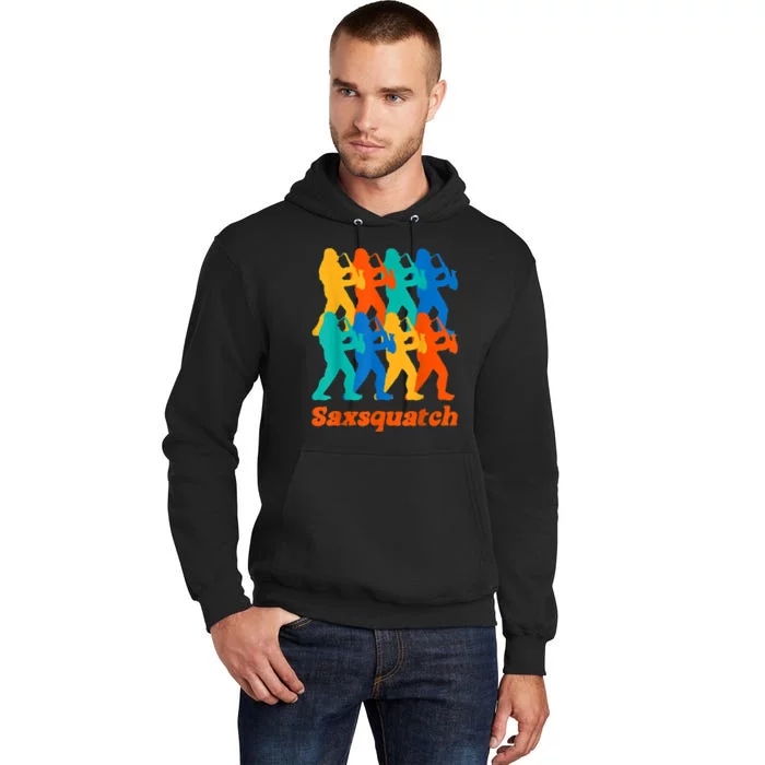 Bigfoot Playing Saxophone Saxsquatch Tall Hoodie