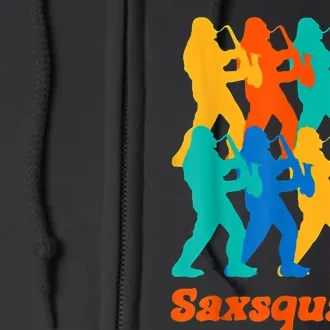 Bigfoot Playing Saxophone Saxsquatch Full Zip Hoodie