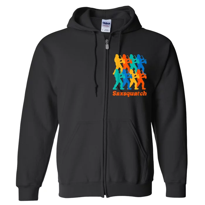 Bigfoot Playing Saxophone Saxsquatch Full Zip Hoodie