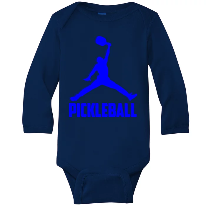 Blue Pickleball Sports Logo Baby Long Sleeve Bodysuit