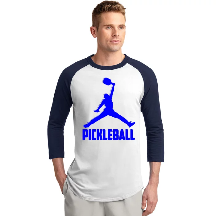 Blue Pickleball Sports Logo Baseball Sleeve Shirt