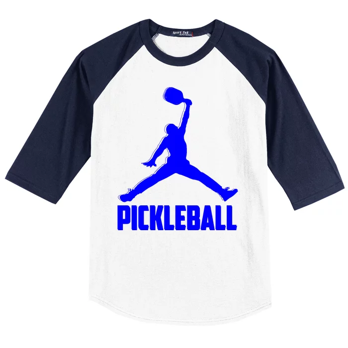 Blue Pickleball Sports Logo Baseball Sleeve Shirt