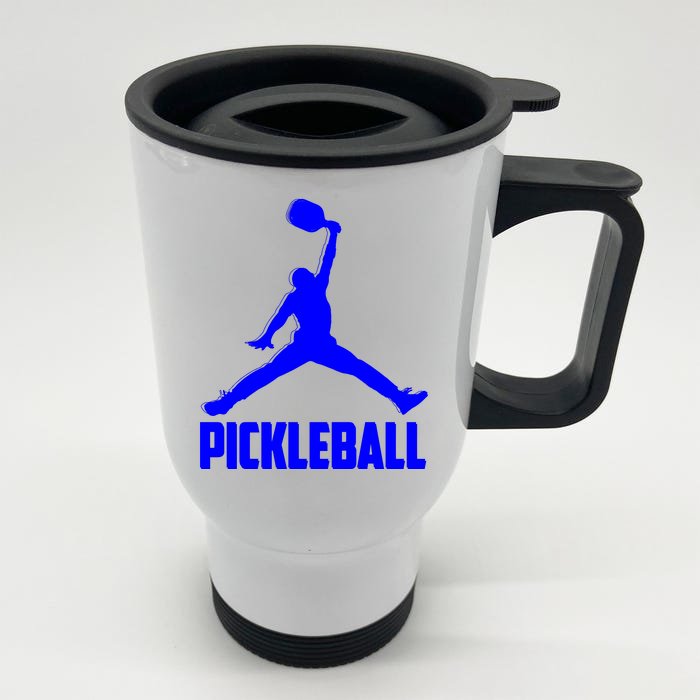 Blue Pickleball Sports Logo Front & Back Stainless Steel Travel Mug