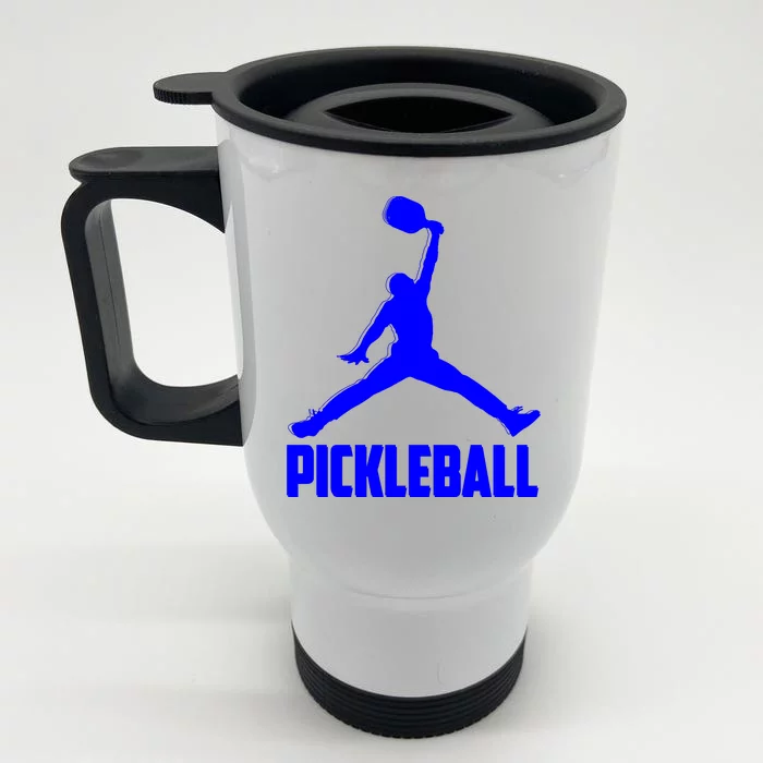 Blue Pickleball Sports Logo Front & Back Stainless Steel Travel Mug