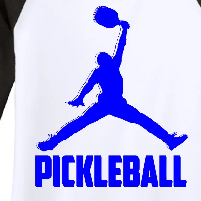 Blue Pickleball Sports Logo Women's Tri-Blend 3/4-Sleeve Raglan Shirt