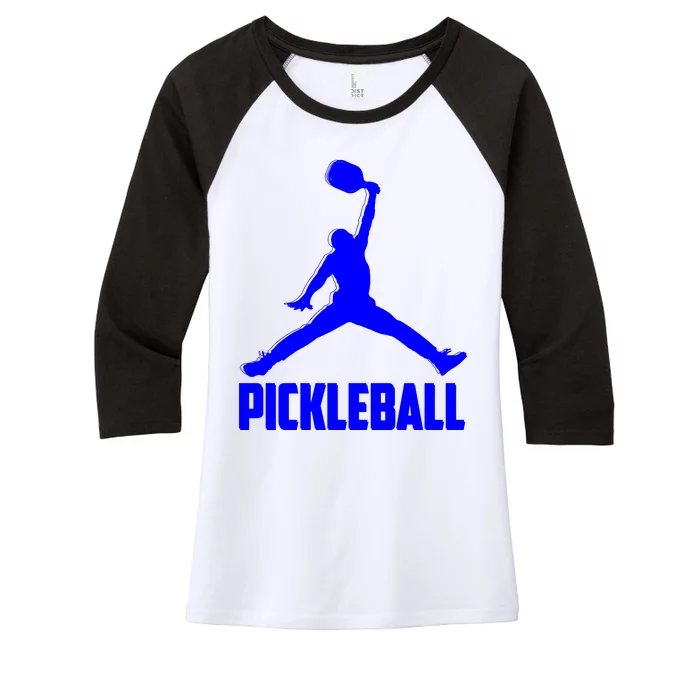 Blue Pickleball Sports Logo Women's Tri-Blend 3/4-Sleeve Raglan Shirt