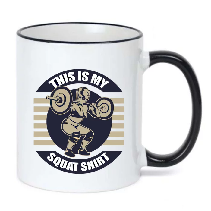 Barbell Powerlifting Strength Training Gym Squats Cute Gift Black Color Changing Mug