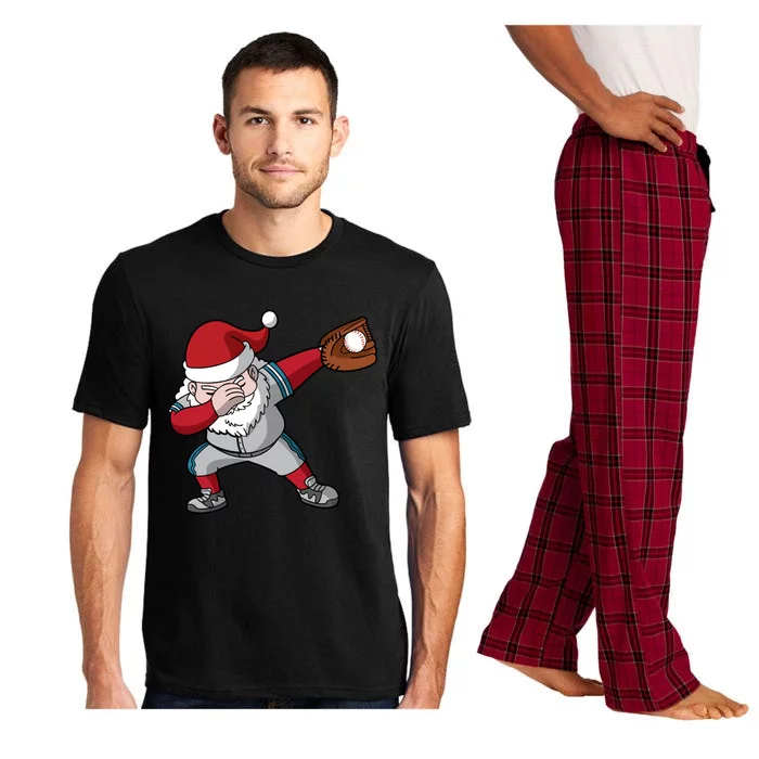 Baseball Player Santa Claus Dabbing Christmas Sports Cute Gift Pajama Set