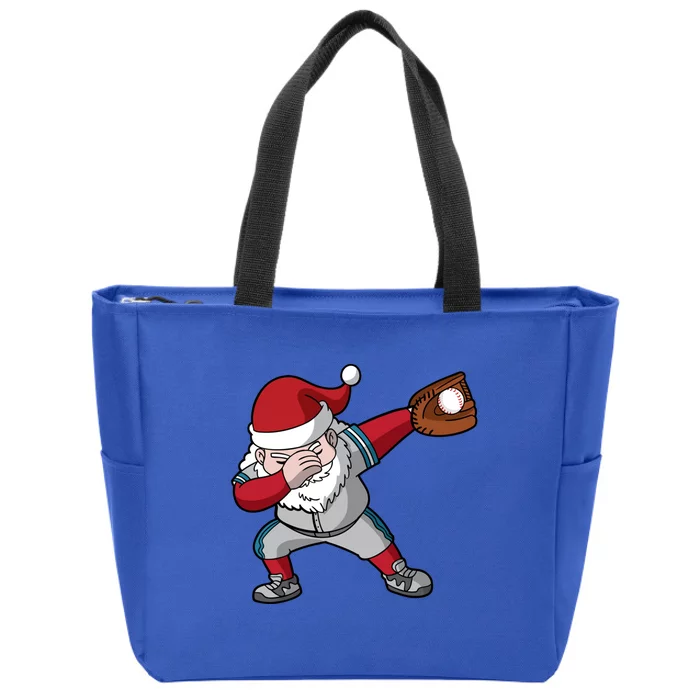 Baseball Player Santa Claus Dabbing Christmas Sports Cute Gift Zip Tote Bag