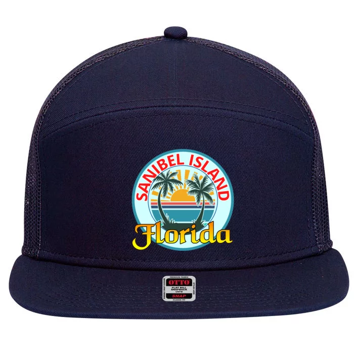 Beach Please Sanibel Island Florida Beach Spring Break Meaningful Gift 7 Panel Mesh Trucker Snapback Hat