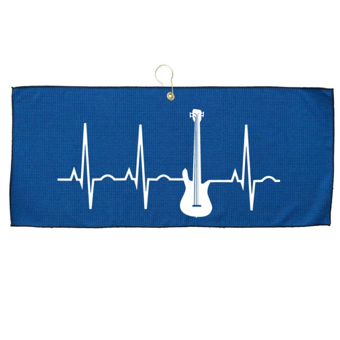 Bass Player Shirts Bass Guitar Player Heartbeat Large Microfiber Waffle Golf Towel