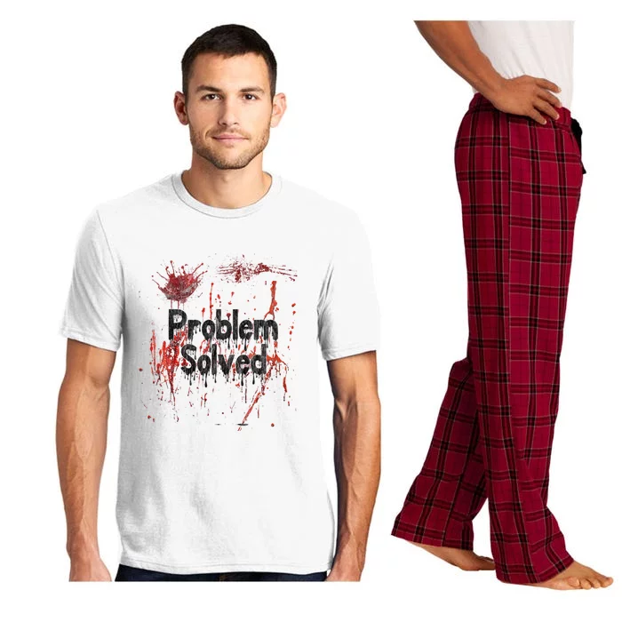 Bloody Problem Solved Halloween Scary Horror Print Effect Pajama Set