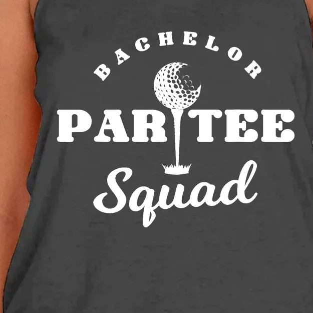 Bachelor Par-Tee Squad | Funny Golf Bachelor Party Pun Gift Women's Knotted Racerback Tank