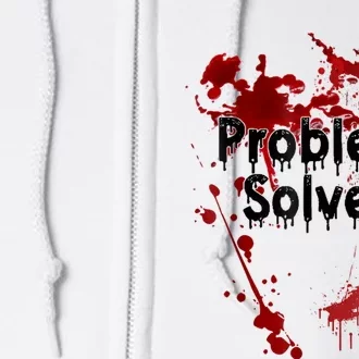 Bloody Problem Solved Halloween Scary Horror Print Effect Full Zip Hoodie