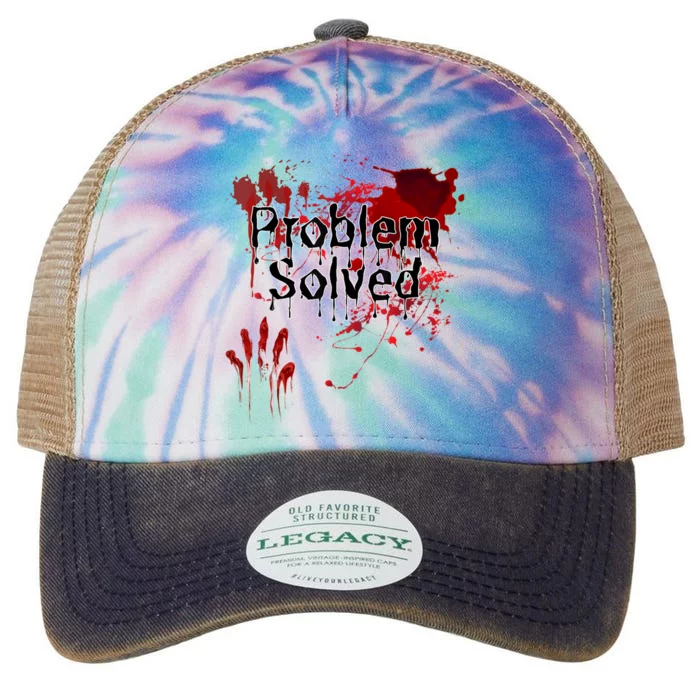 Bloody Problem Solved Halloween Scary Horror Print Effect Legacy Tie Dye Trucker Hat