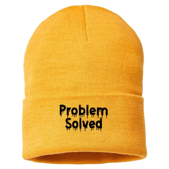 Bloody Problem Solved Halloween Scary Horror Print Effect Sustainable Knit Beanie