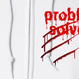 Bloody Problem Solved Halloween Scary Horror Print Effect Full Zip Hoodie