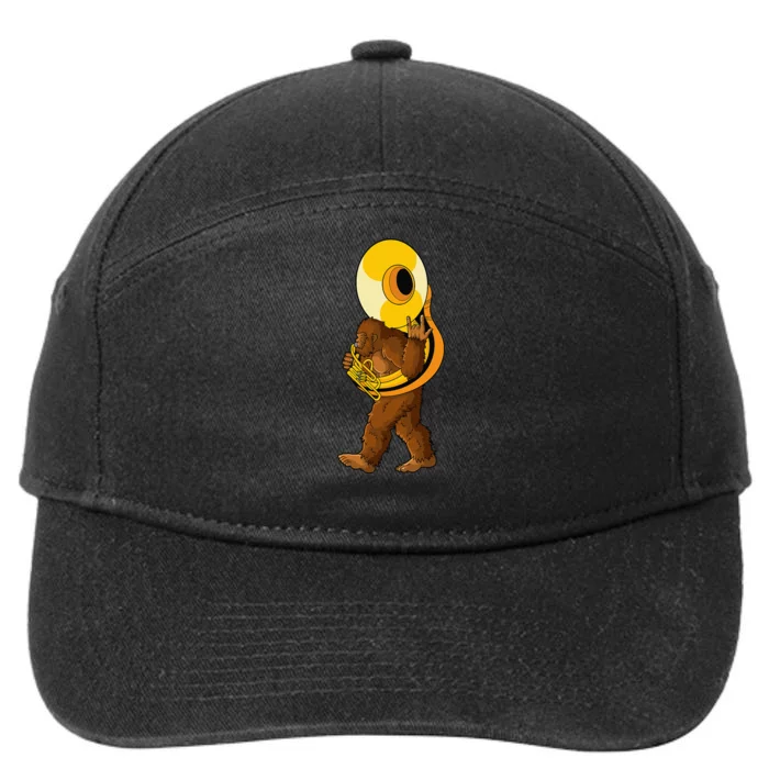 Bigfoot playing sousaphone instrument tuba 7-Panel Snapback Hat