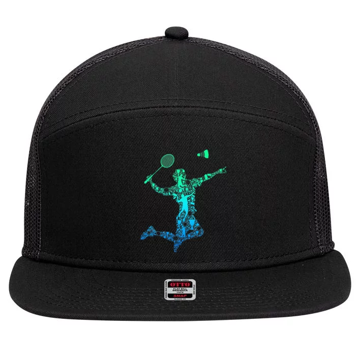 Badminton Player Shuttlecock Men 7 Panel Mesh Trucker Snapback Hat