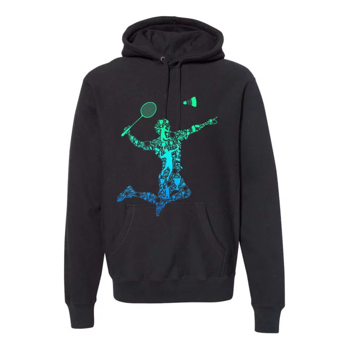 Badminton Player Shuttlecock Men Premium Hoodie